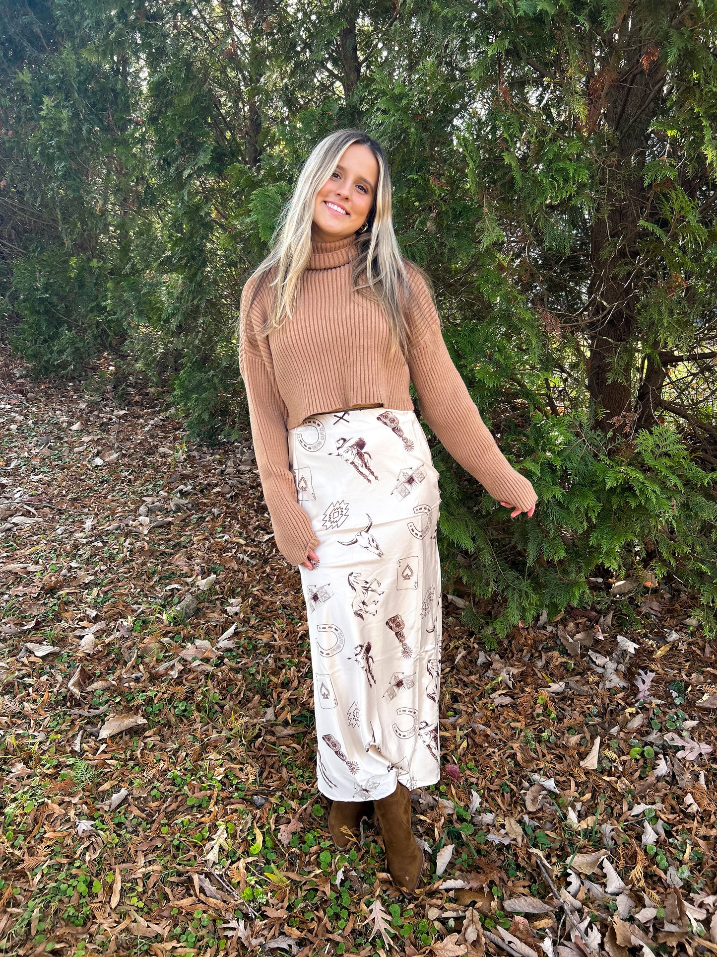 Christmas Cowgirl Midi Skirt