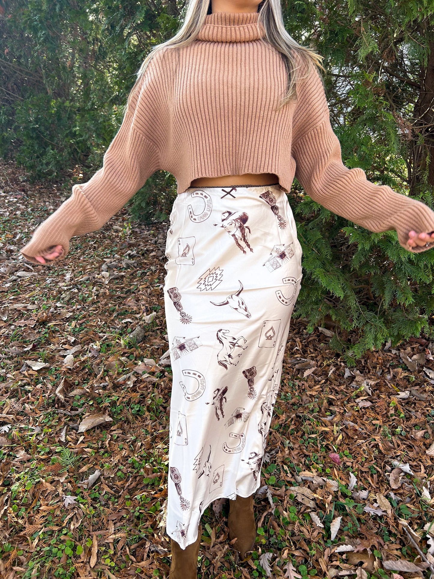 Christmas Cowgirl Midi Skirt